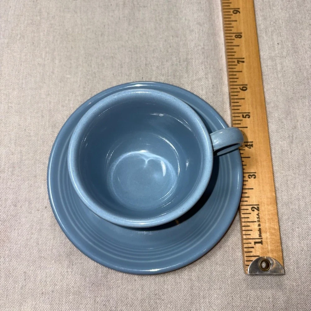 Fiesta Periwinkle Blue Cup and Saucer Set Homer Laughlin USA Pottery Art Deco